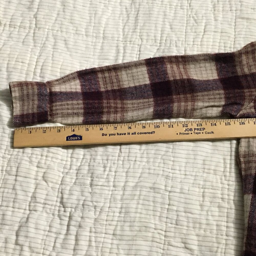 Vintage 70-80s JCPenney Acrylic Plaid Flannel Button Up Shirt Boys Size 12 - Picture 3 of 5